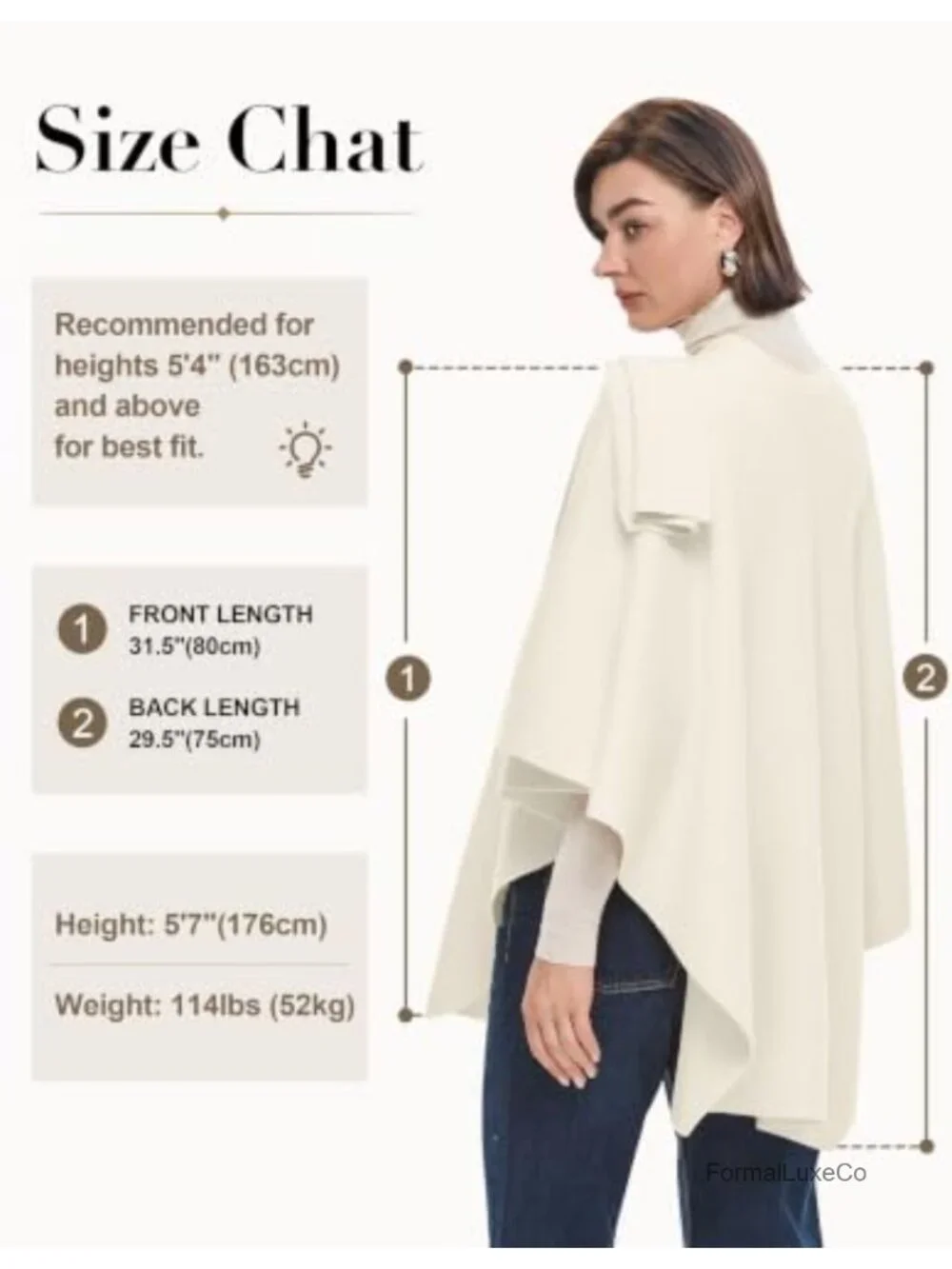 Women's Cross Front Poncho Shawl Wrap Elegant Viscose Blend